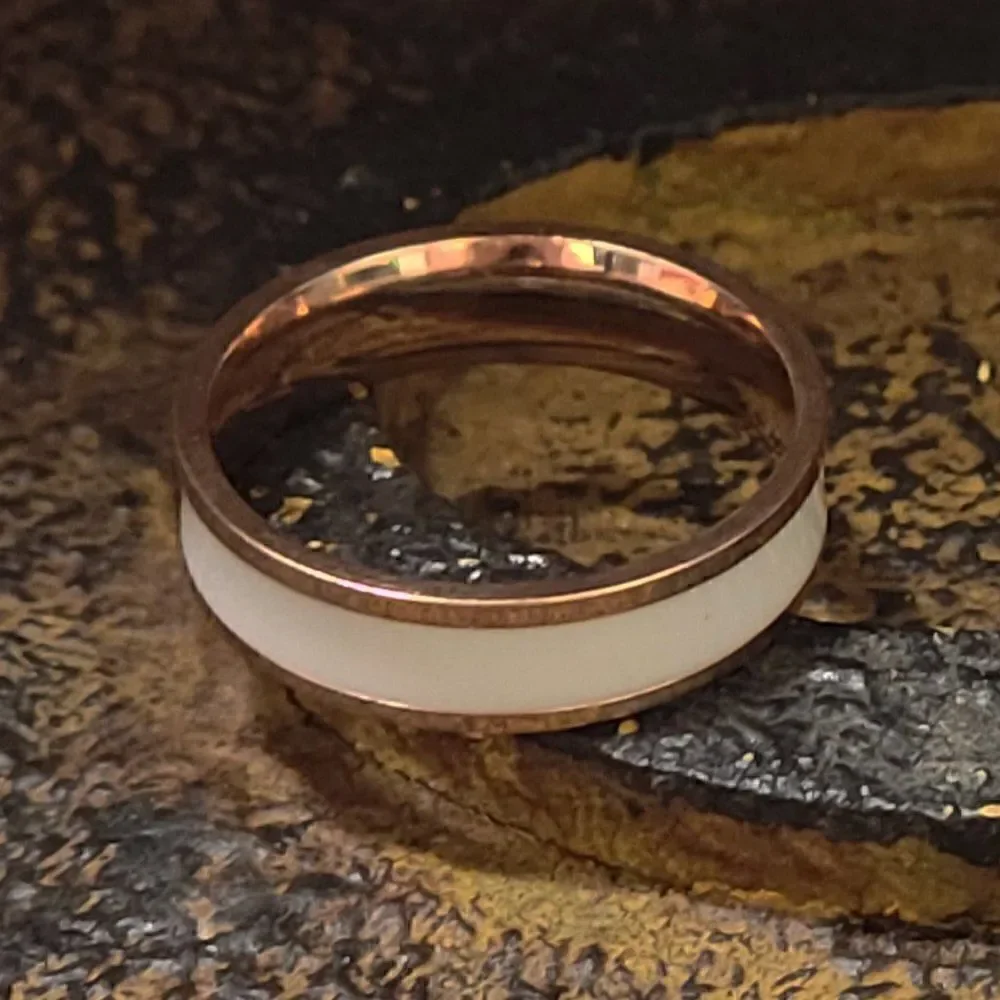 Engraved Men's Rose Gold and ceramic Promise Ring Band - Promise Ring For Guys